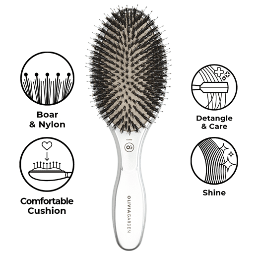 Olivia Garden - Perie Expert Care Oval Boar&Nylon Silver