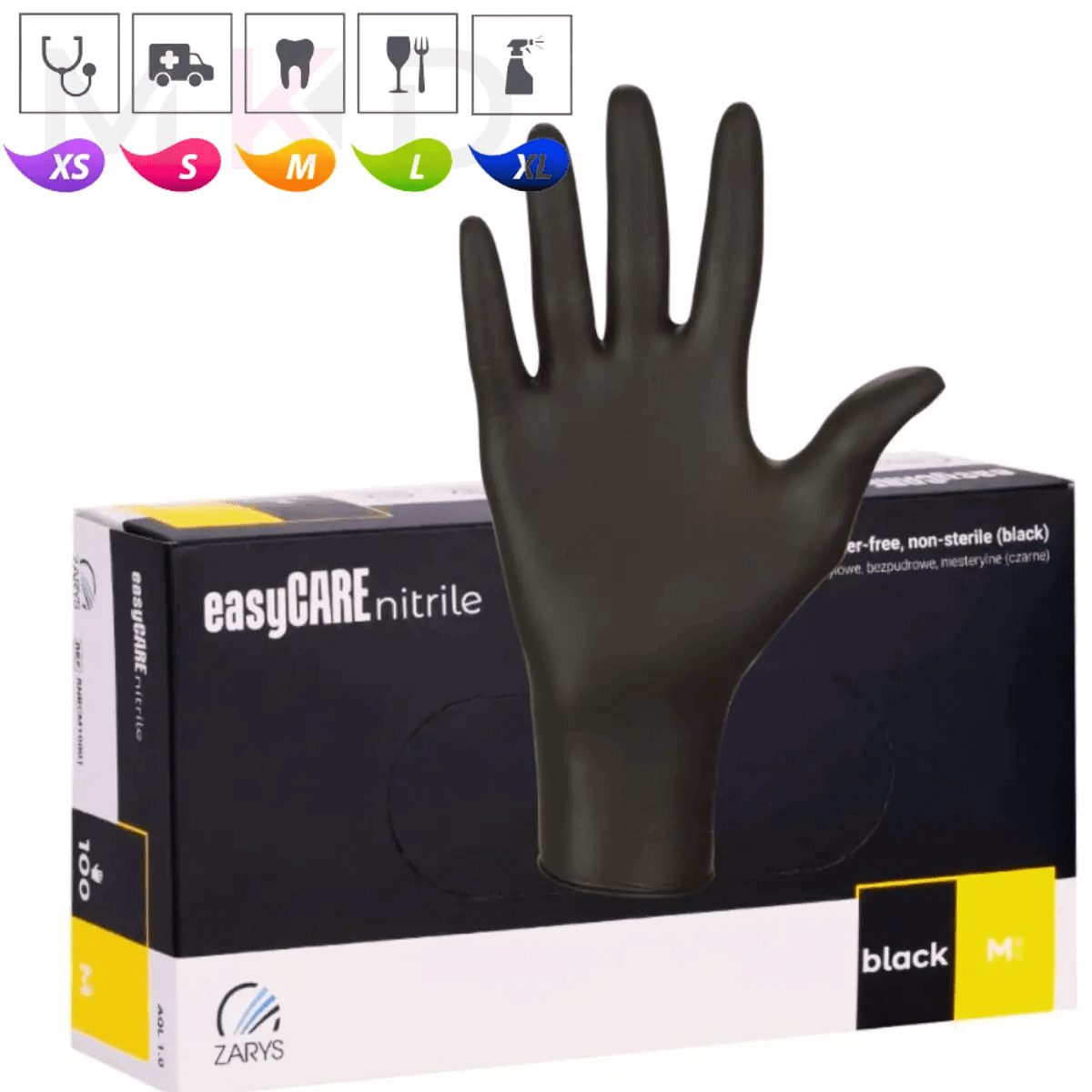 Zarys EasyCare mănuși nitrilice negre fără pudră mărimea M x 100 buc