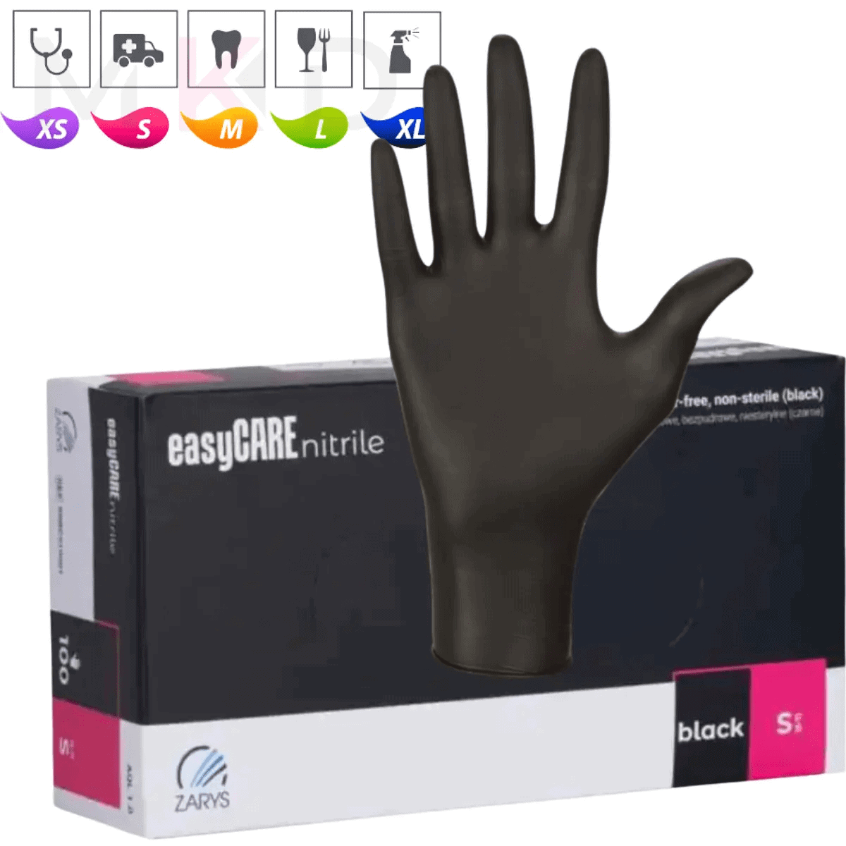 Zarys EasyCare mănuși nitrilice negre fără pudră mărimea S x 100 buc